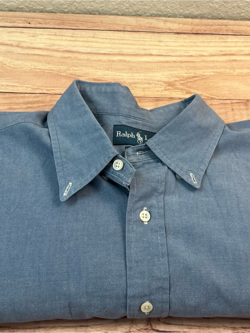Polo Ralph Lauren Shirt Mens 2XLT Blue Denim Short Sleeve Button Down Pony Logo